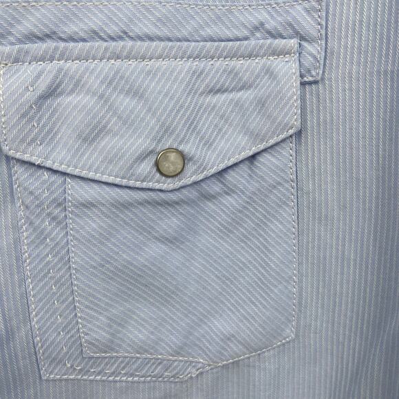 BKE Buckle Men's Athletic Fit Shirt Western Cotton Pearl Snap Blue Stripe XXL - Picture 7 of 10